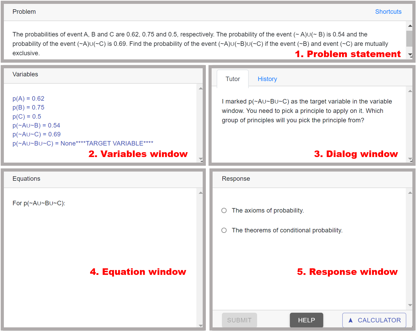 probability tutor interface