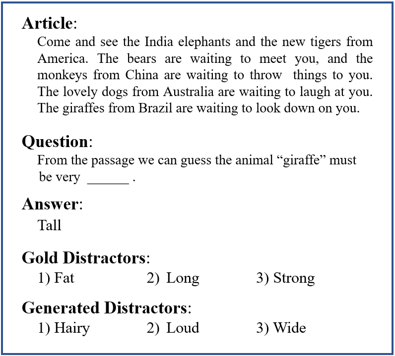  showing that good distractors sometimes have very little lexical overlap with gold distractors.