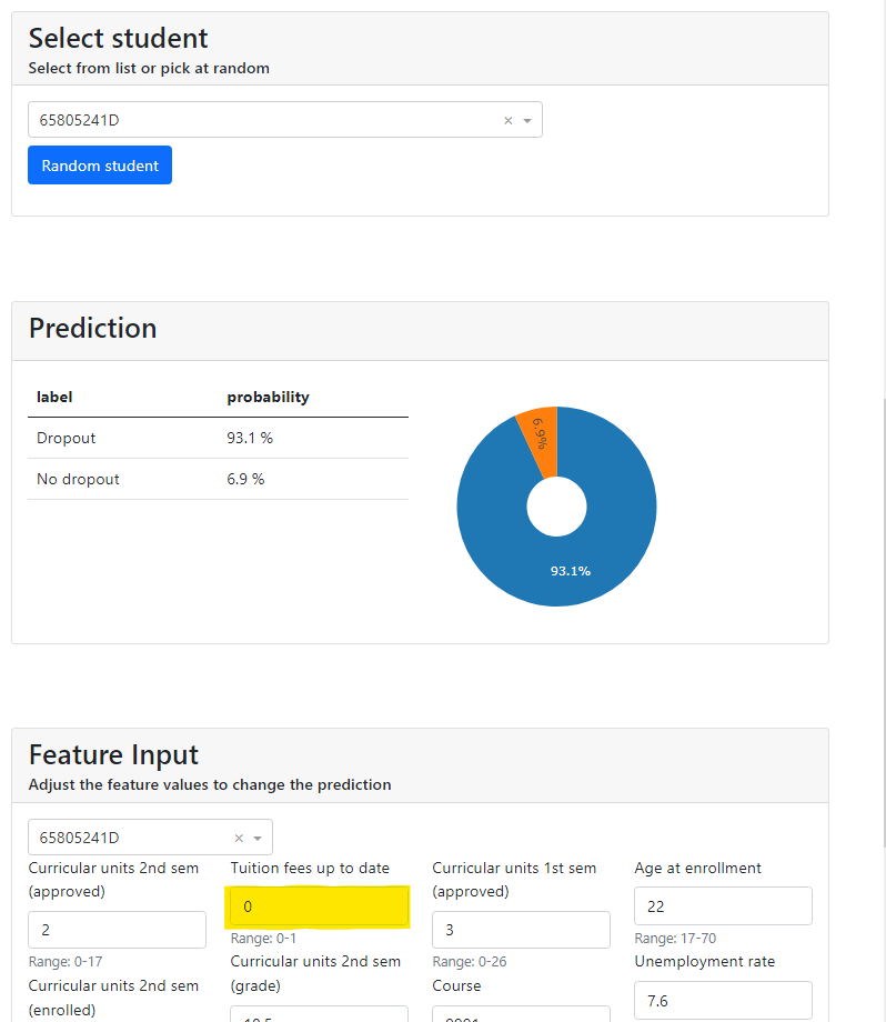 Student before changes

