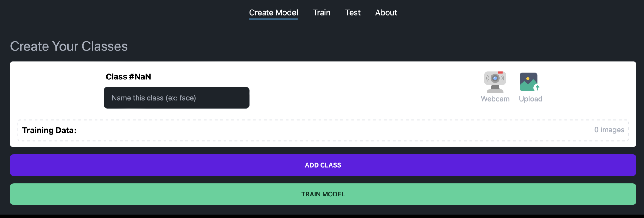A screenshot of the classification application. 